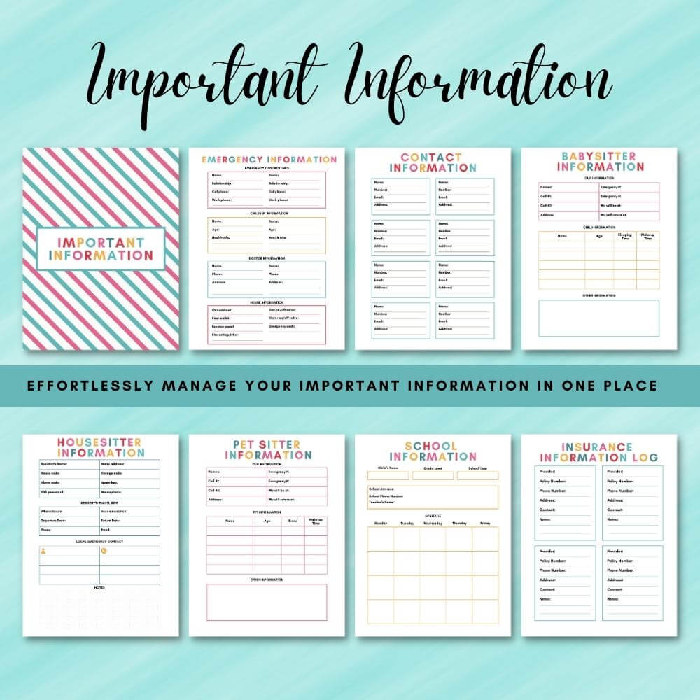 PLR Multicolor Home Management Planner or Binder