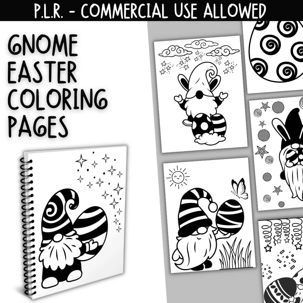 PLR Gnome Easter Coloring Pages