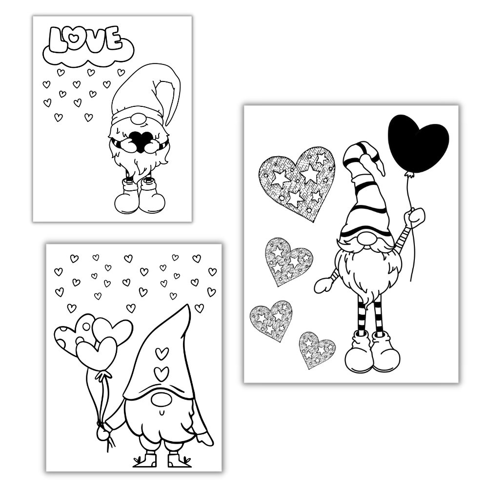 PLR Gnome Valentine Coloring Pages