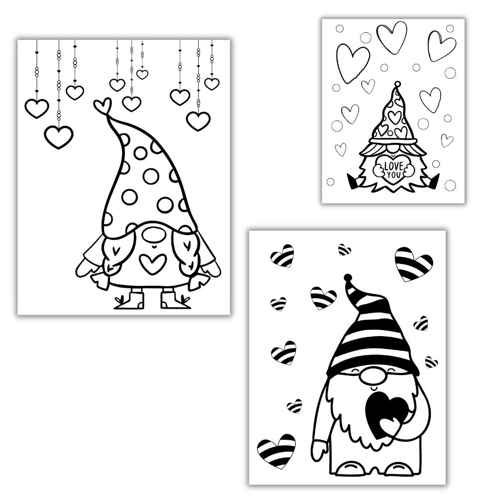 PLR Gnome Valentine Coloring Pages