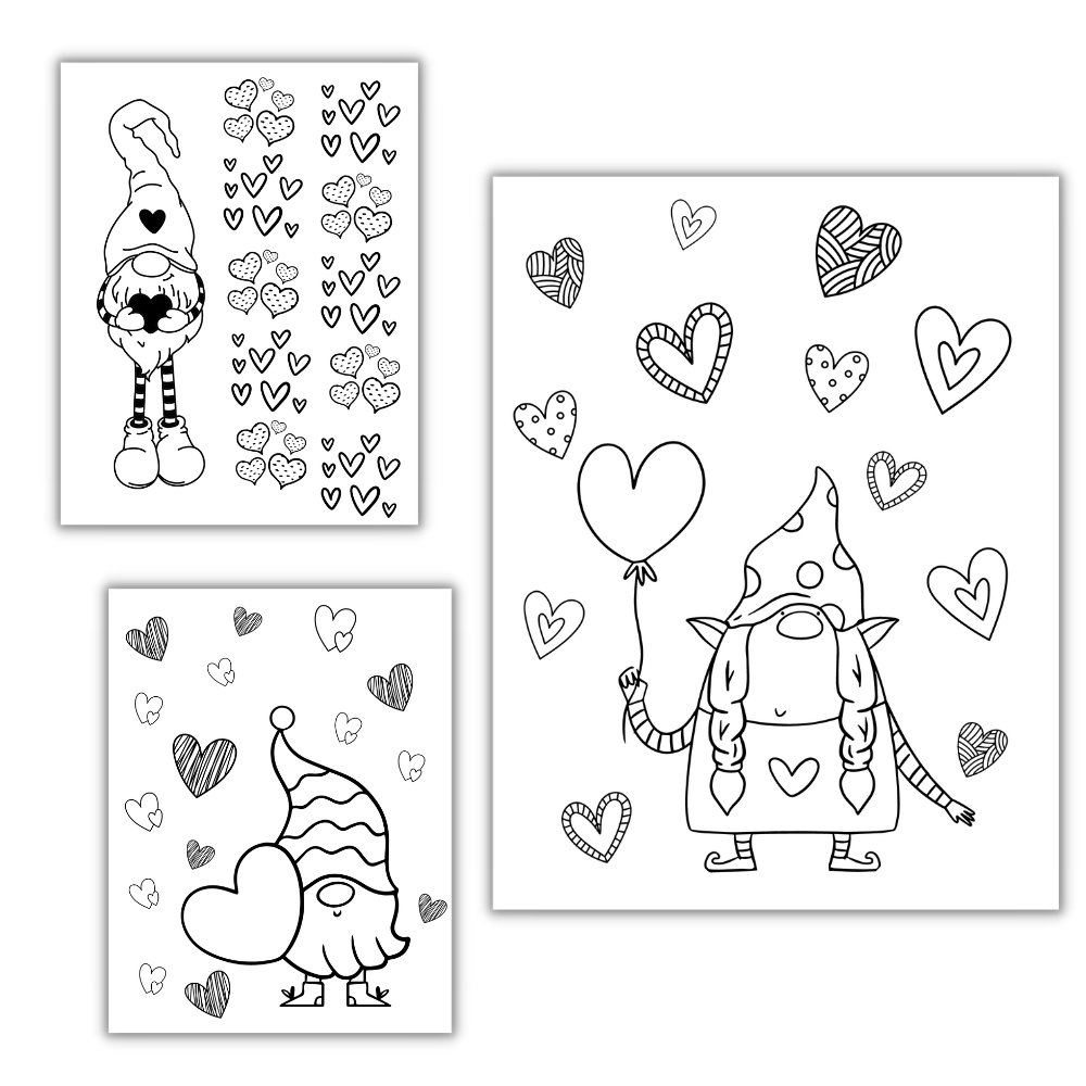 PLR Gnome Valentine Coloring Pages
