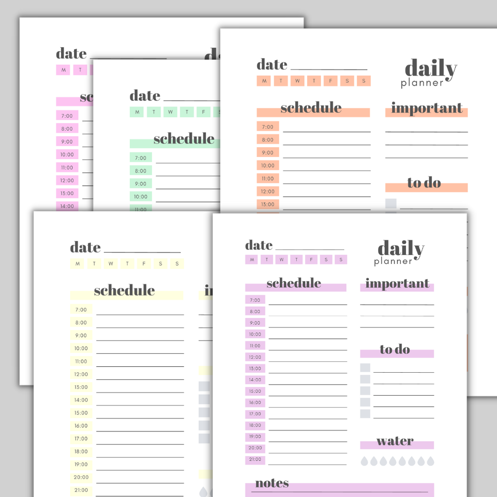 19 PLR (Hourly) Daily Planner Pages