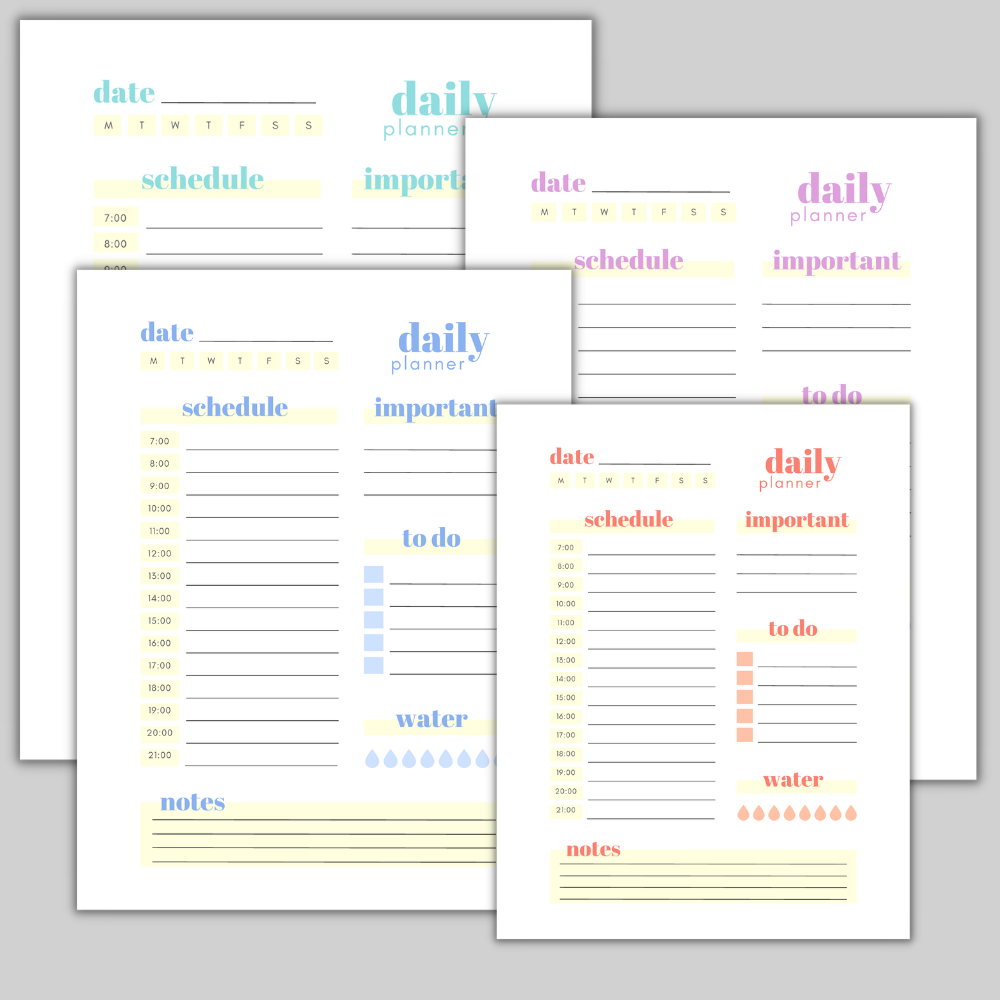 19 PLR (Hourly) Daily Planner Pages