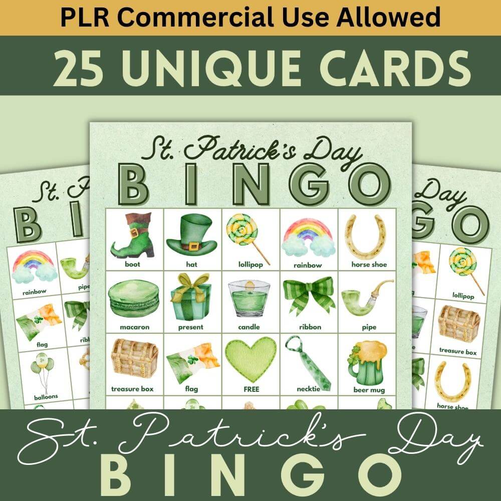 PLR St. Patrick's Day Bingo - White Background