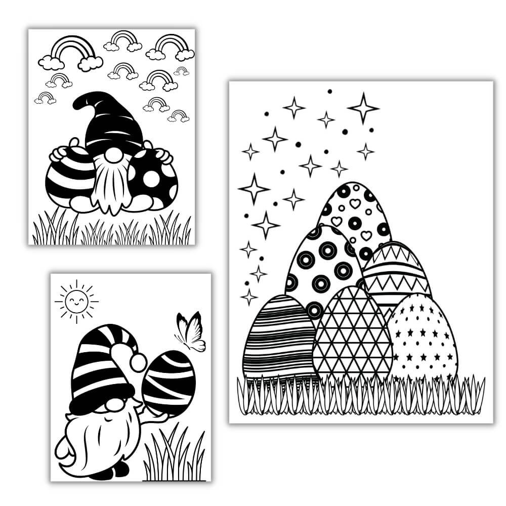 PLR Gnome Easter Coloring Pages