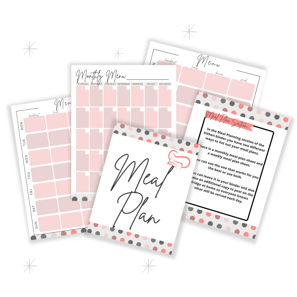 PLR Gray Polka Dot Kitchen Binder Set