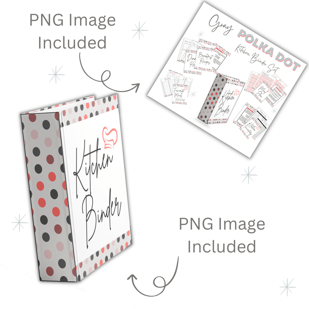 PLR Gray Polka Dot Kitchen Binder Set