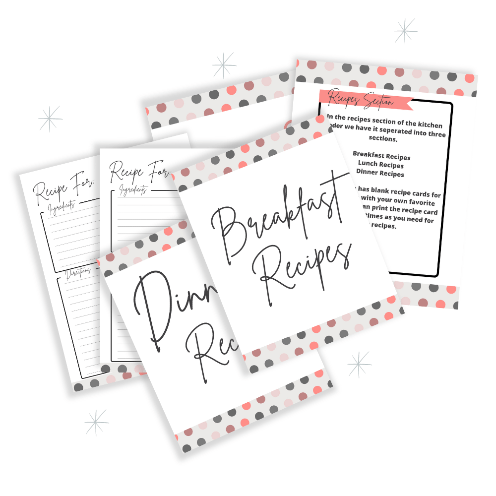 PLR Gray Polka Dot Kitchen Binder Set