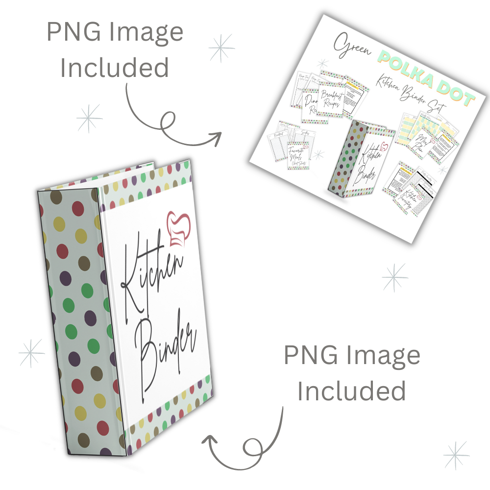 PLR Green Polka Dot Kitchen Binder Set