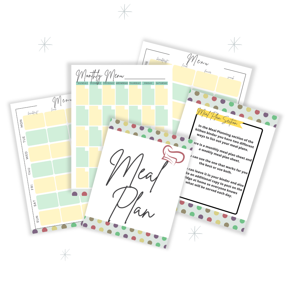 PLR Green Polka Dot Kitchen Binder Set