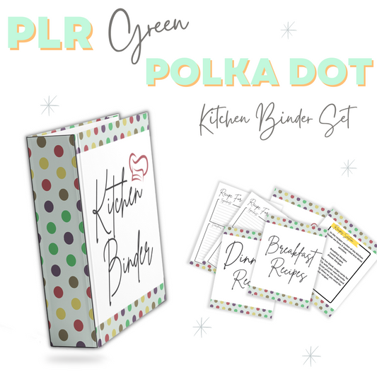 PLR Green Polka Dot Kitchen Binder Set