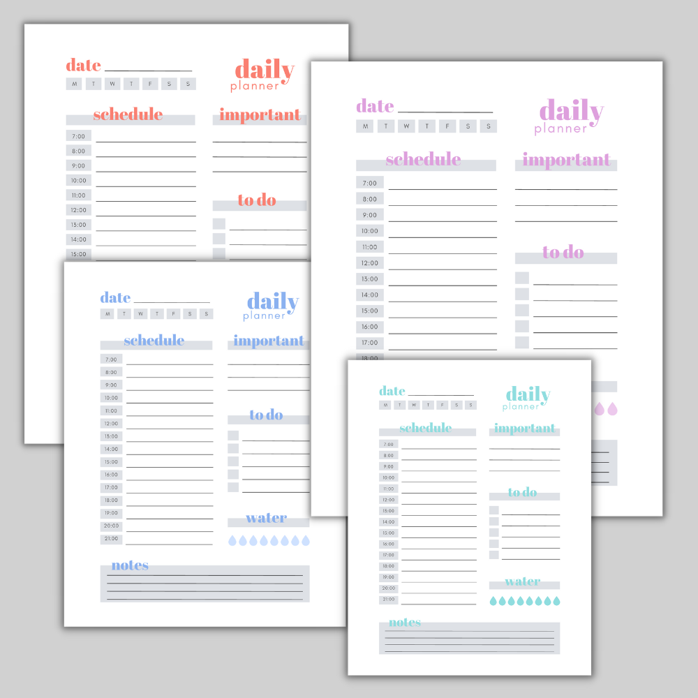 19 PLR (Hourly) Daily Planner Pages