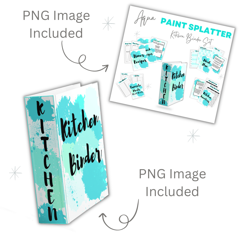 PLR Aqua Paint Splatter Kitchen Binder Set