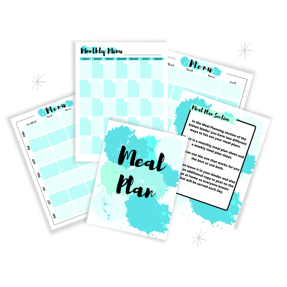 PLR Aqua Paint Splatter Kitchen Binder Set