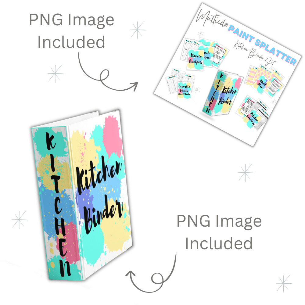 PLR Multicolor Paint Splatter Kitchen Binder Set