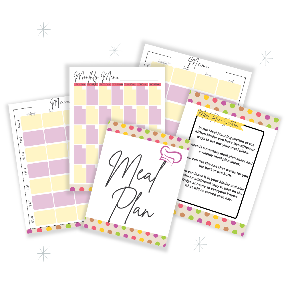 PLR Multicolor Polka Dot Kitchen Binder Set