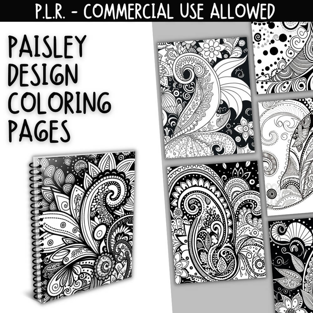 PLR Paisley Coloring Pages plrprintablesstore