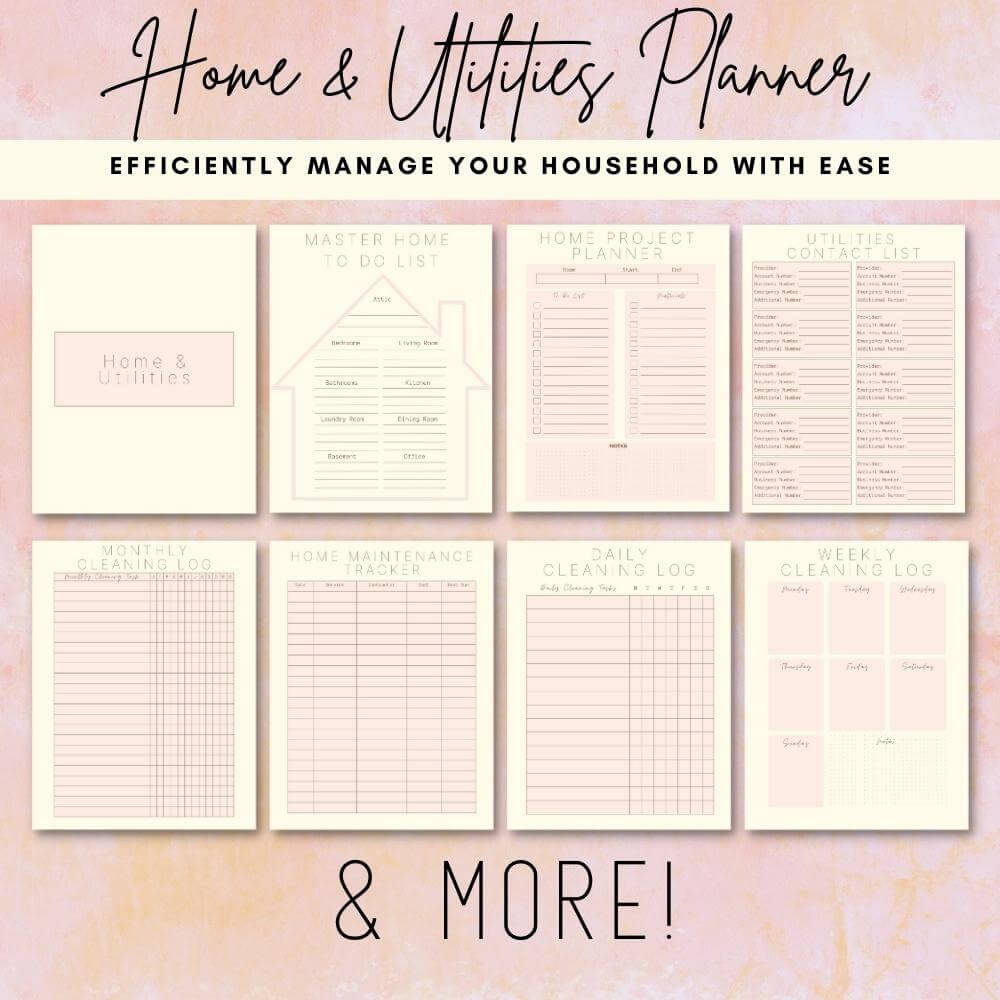 PLR Pastel Home Management Planner or Binder