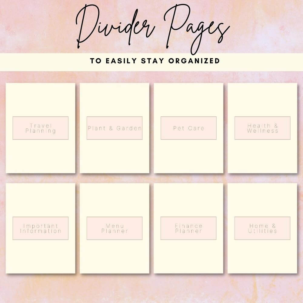 PLR Pastel Home Management Planner or Binder