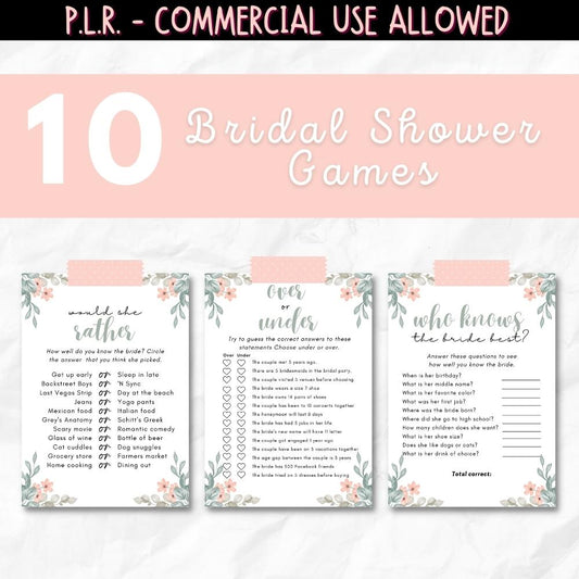 PLR Pink Bridal Shower Games
