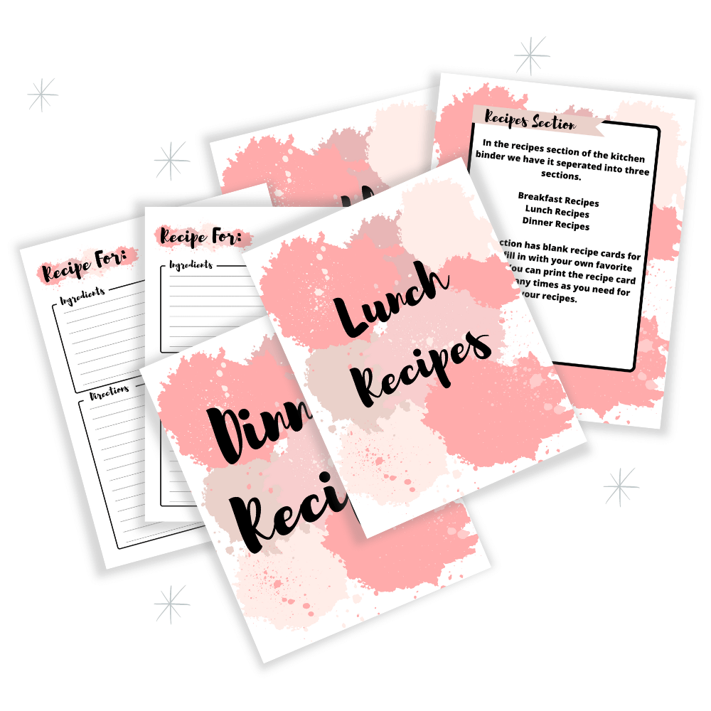 PLR Pink Paint Splatter Kitchen Binder Set