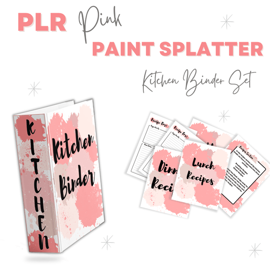 PLR Pink Paint Splatter Kitchen Binder Set