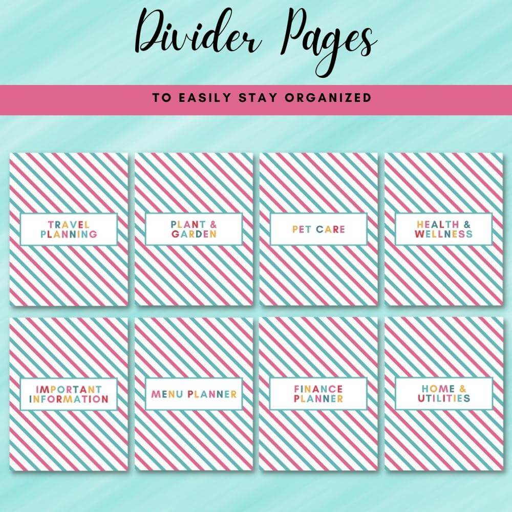 PLR Multicolor Home Management Planner or Binder