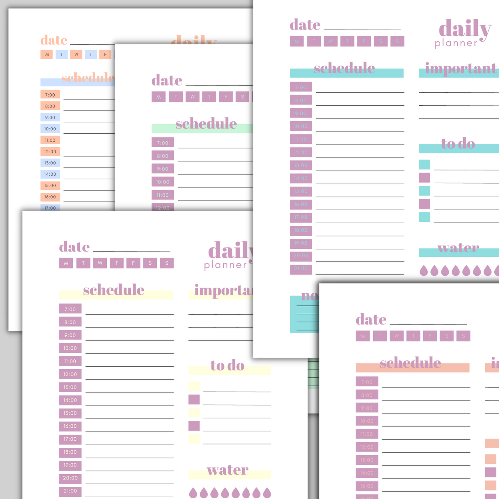 19 PLR (Hourly) Daily Planner Pages