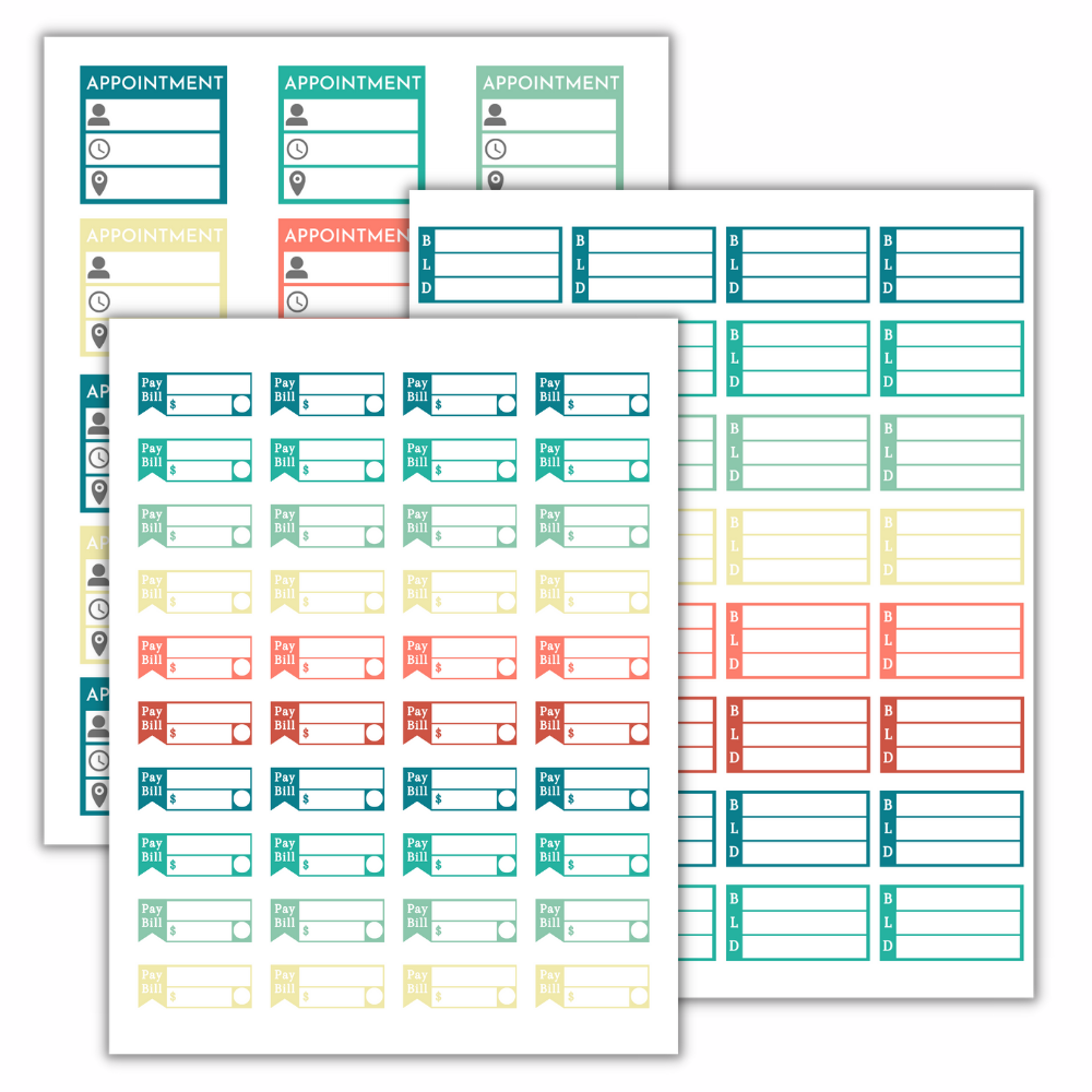 Green PLR Planner Stickers
