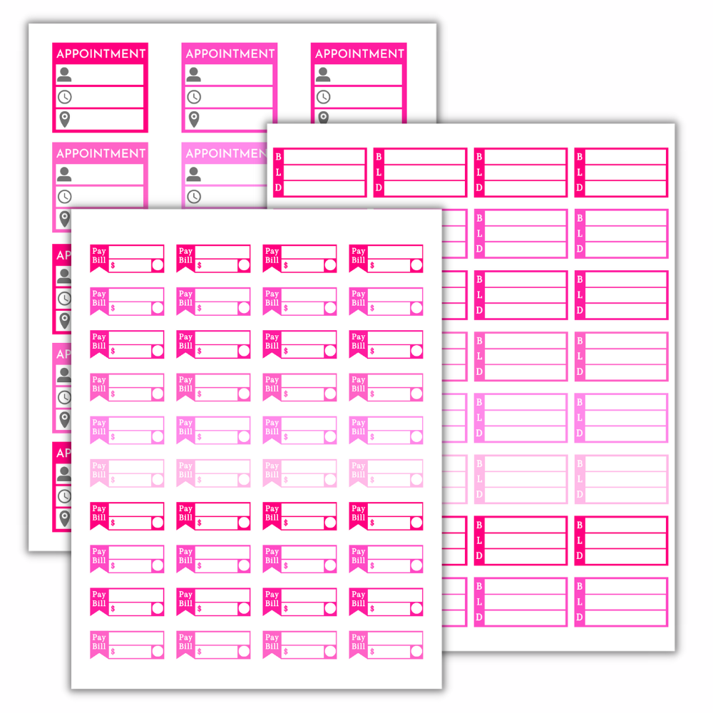 Pink PLR Planner Stickers