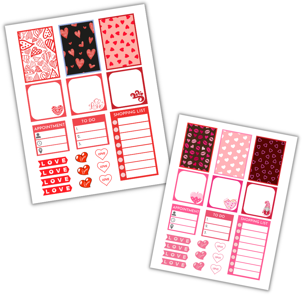 PLR Valentine Planner Stickers