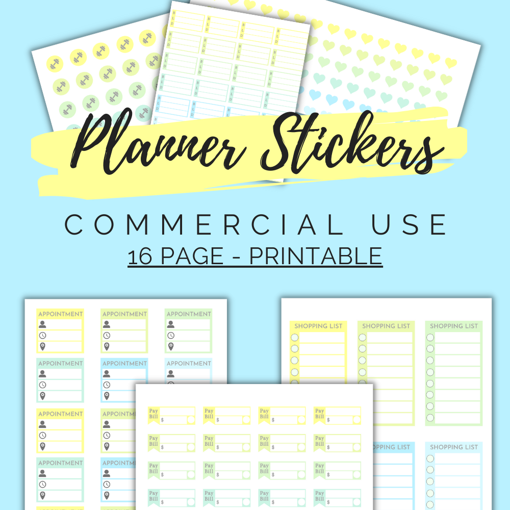 Yellow PLR Planner Stickers