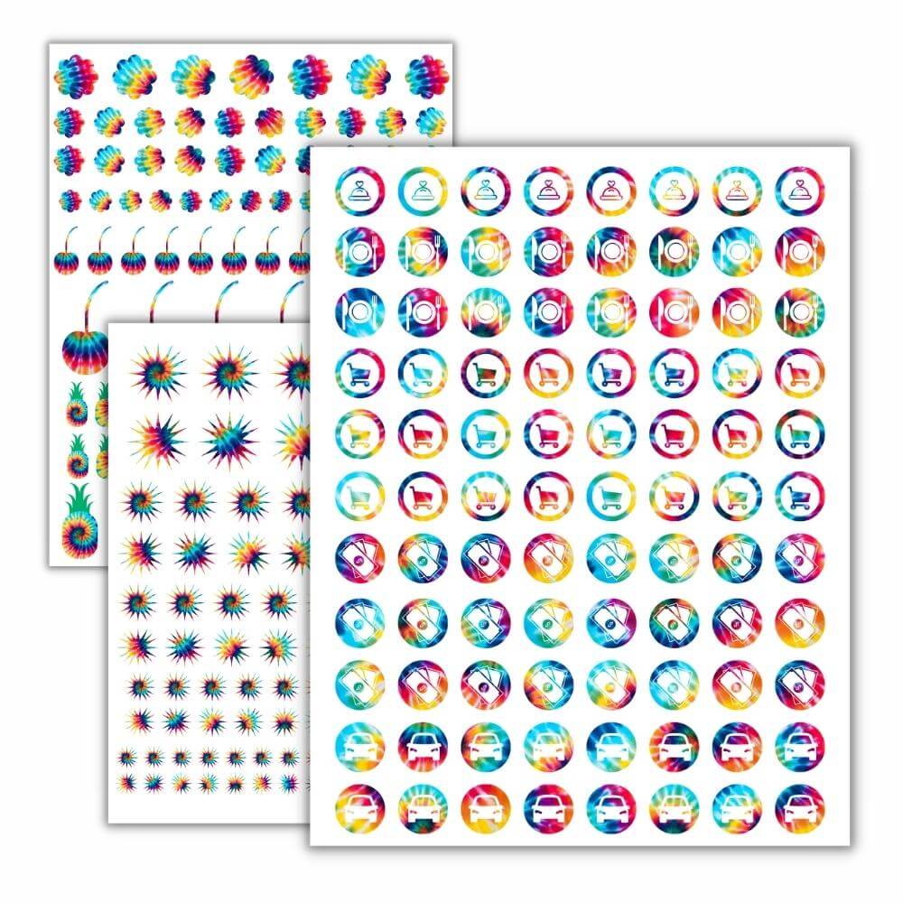 Tie Dye PLR Planner Stickers
