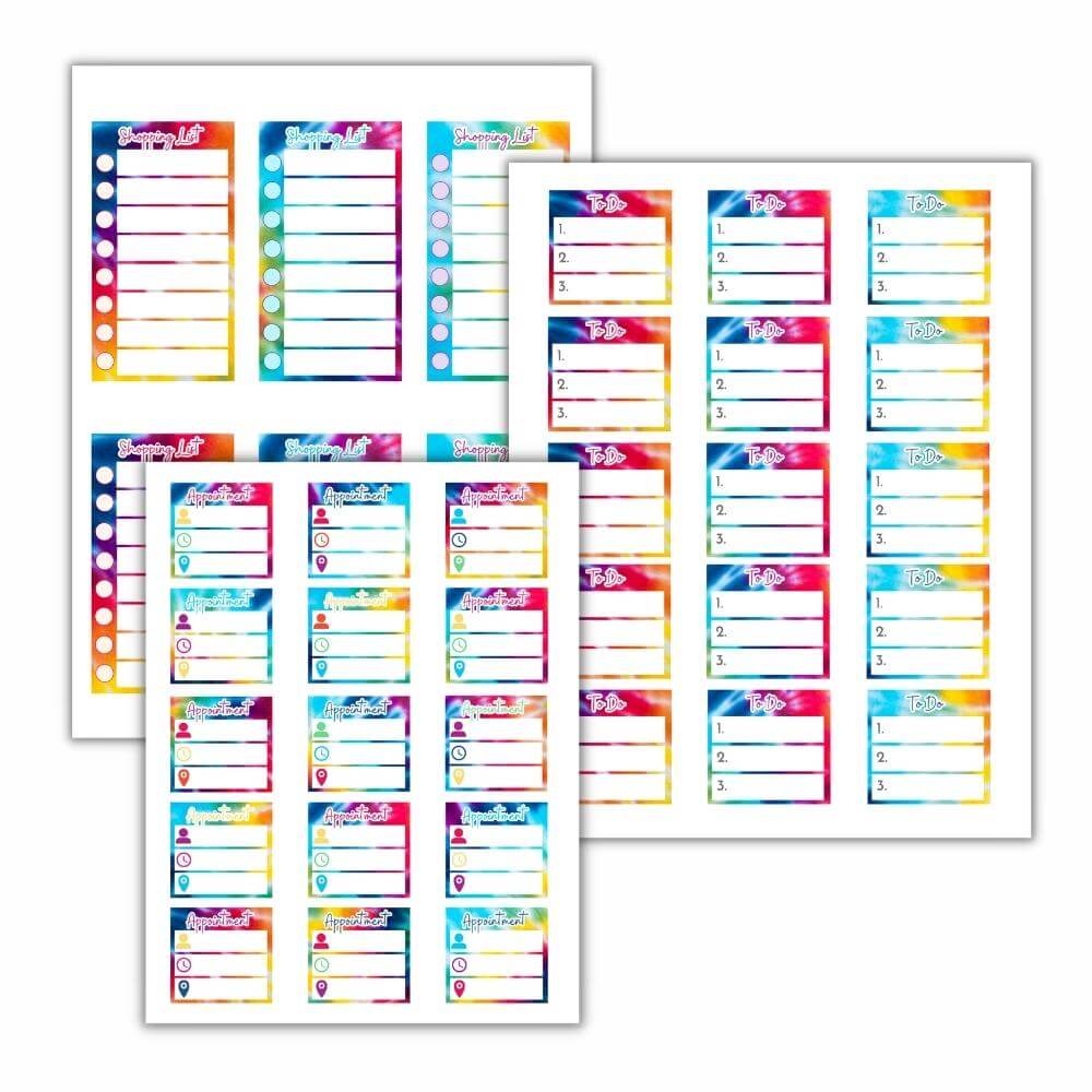 Tie Dye PLR Planner Stickers
