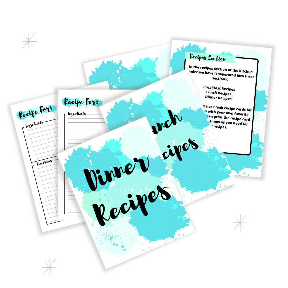 PLR Aqua Paint Splatter Kitchen Binder Set