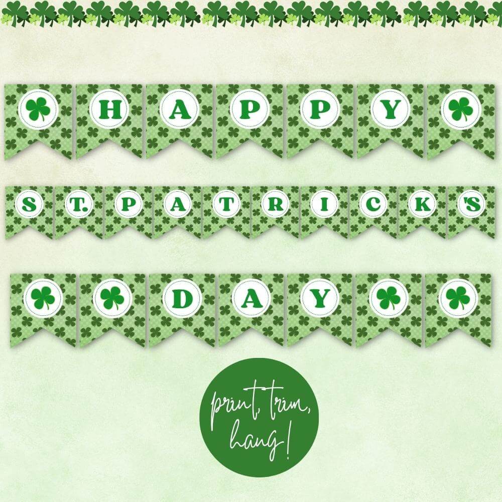 PLR Happy St. Patrick's Day Printable Banner