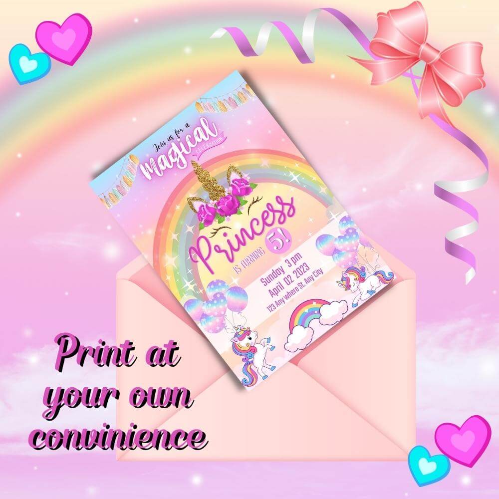 PLR Unicorn Birthday Invitation