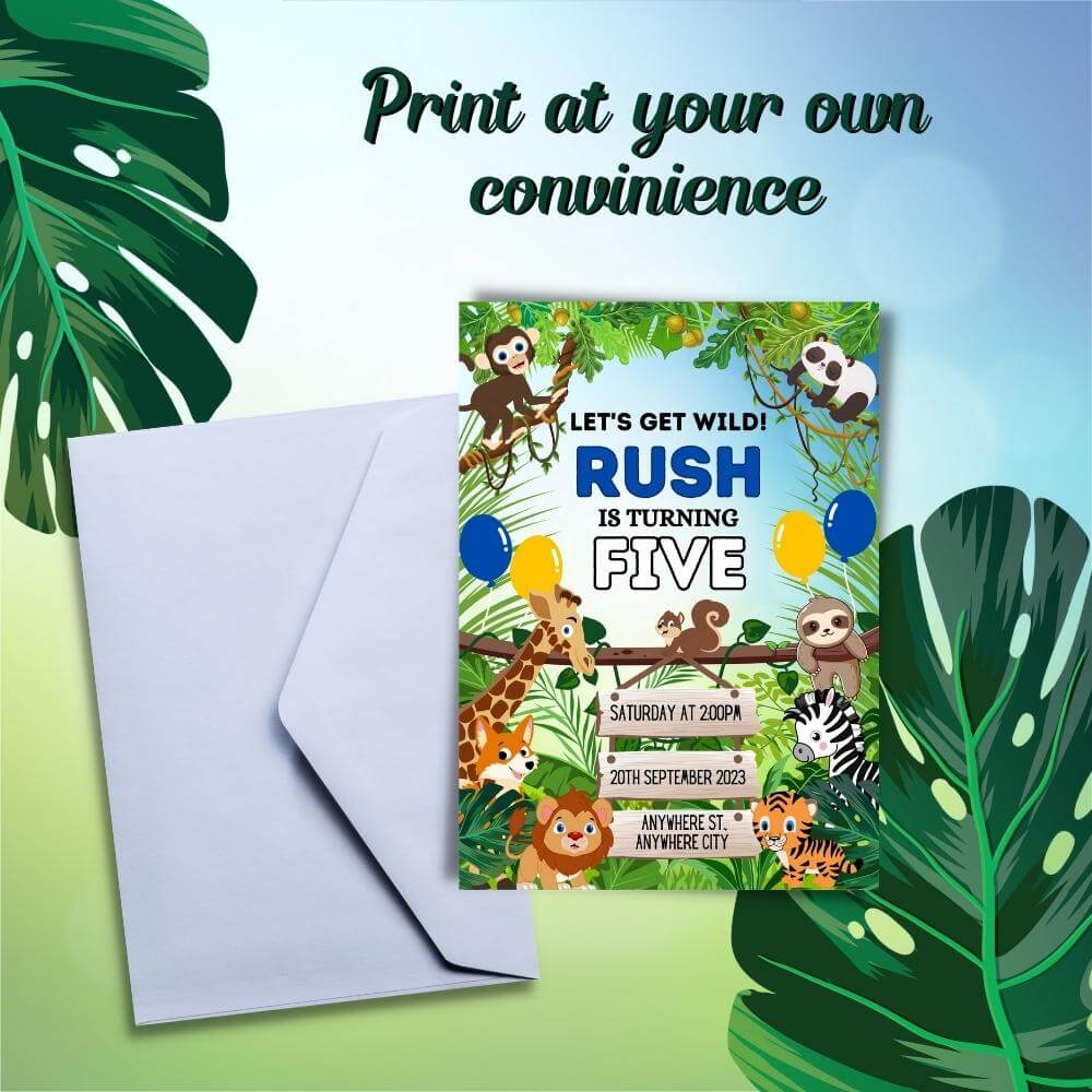 PLR Safari Birthday Invitation