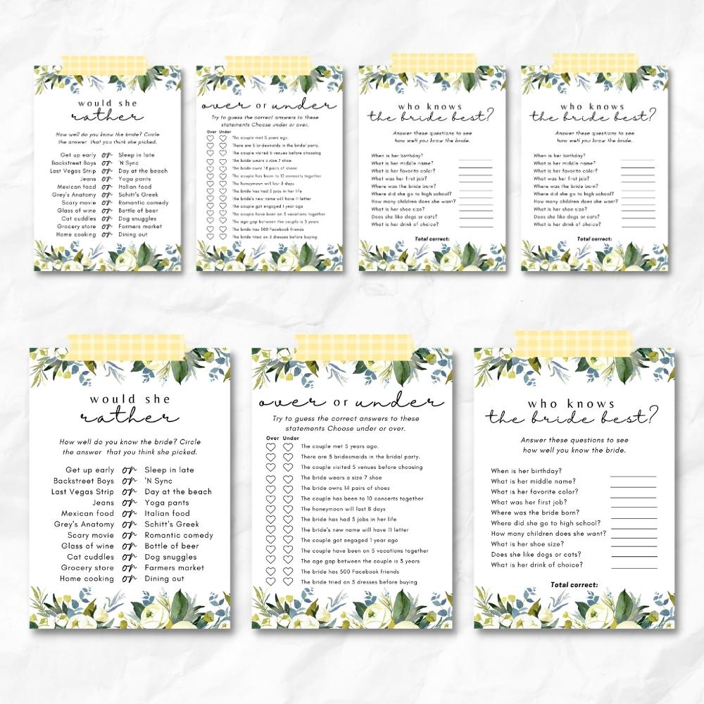 PLR Blue Bridal Shower Games