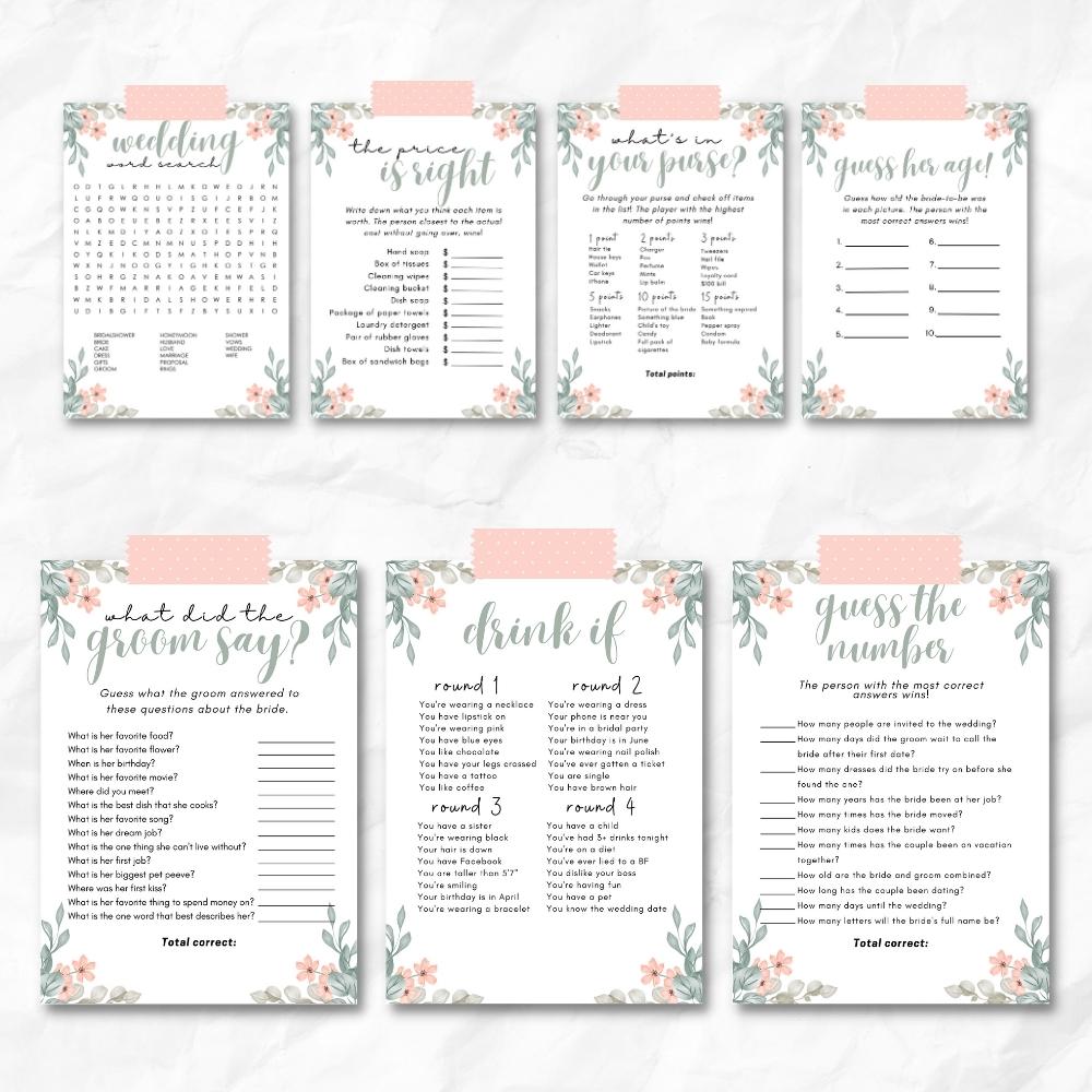 PLR Pink Bridal Shower Games