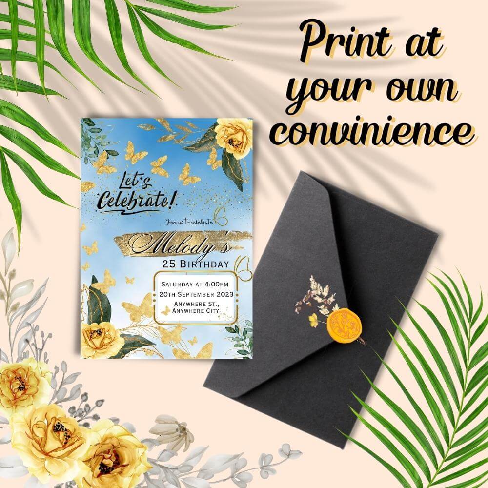 PLR Butterfly Birthday Invitation