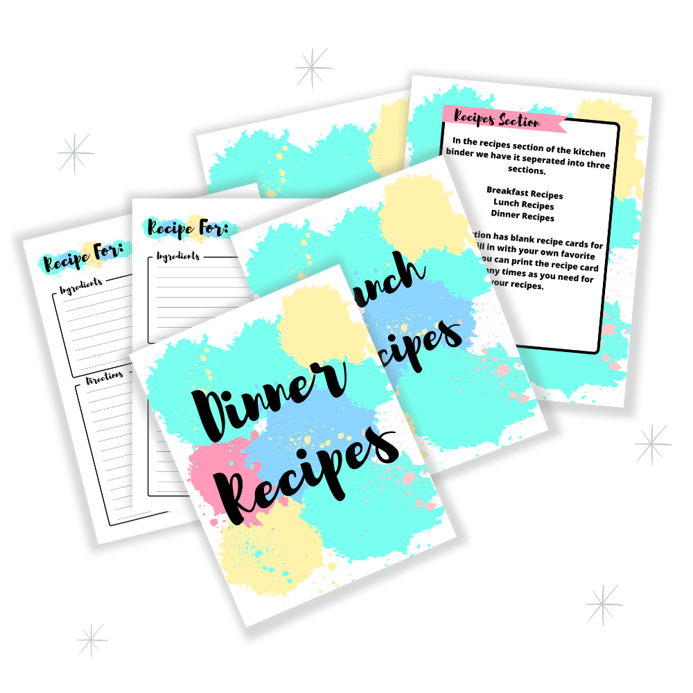 PLR Multicolor Paint Splatter Kitchen Binder Set