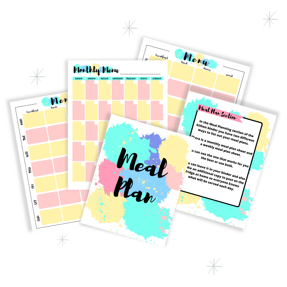 PLR Multicolor Paint Splatter Kitchen Binder Set