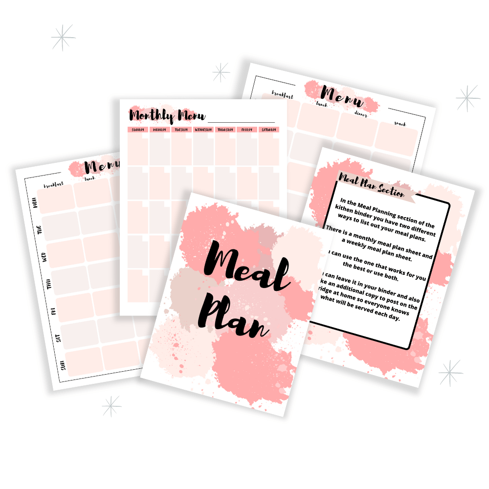 PLR Pink Paint Splatter Kitchen Binder Set