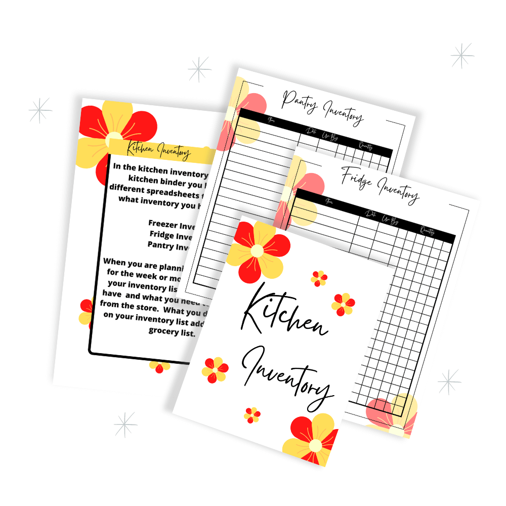 PLR Red & Orange Flower Kitchen Binder Set