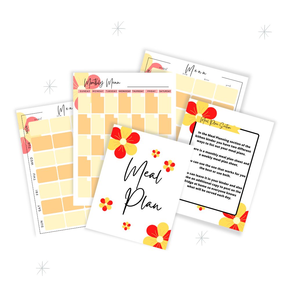 PLR Red & Orange Flower Kitchen Binder Set