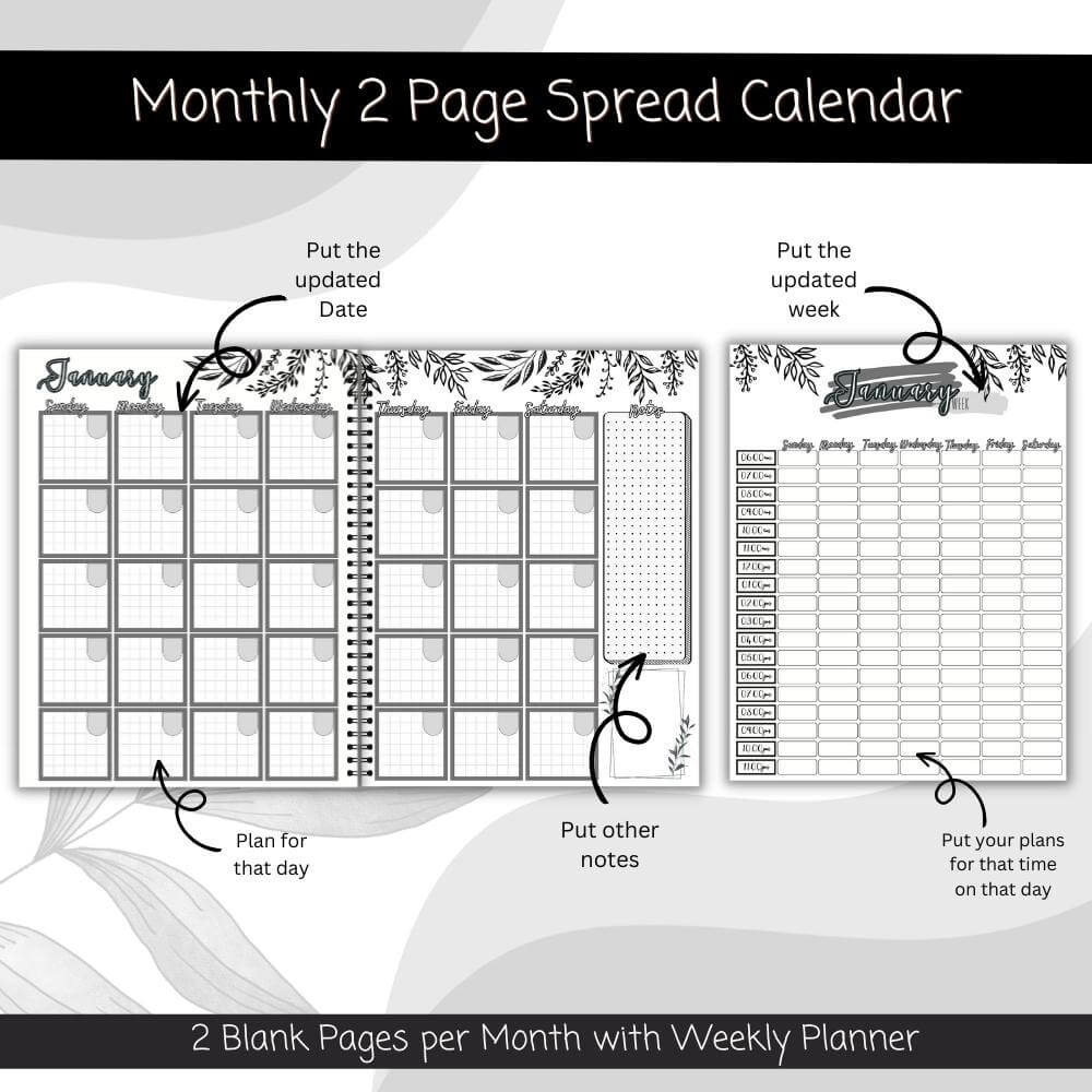 PLR Road Trip Planner in Black and White