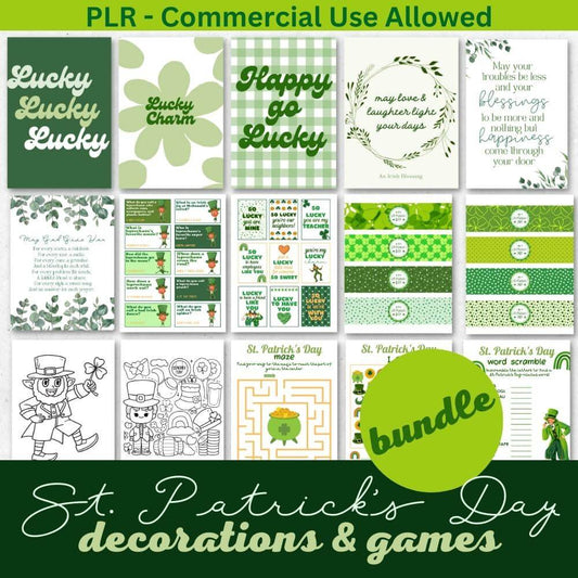 PLR St. Patrick's Day Decorations and Game Bundle