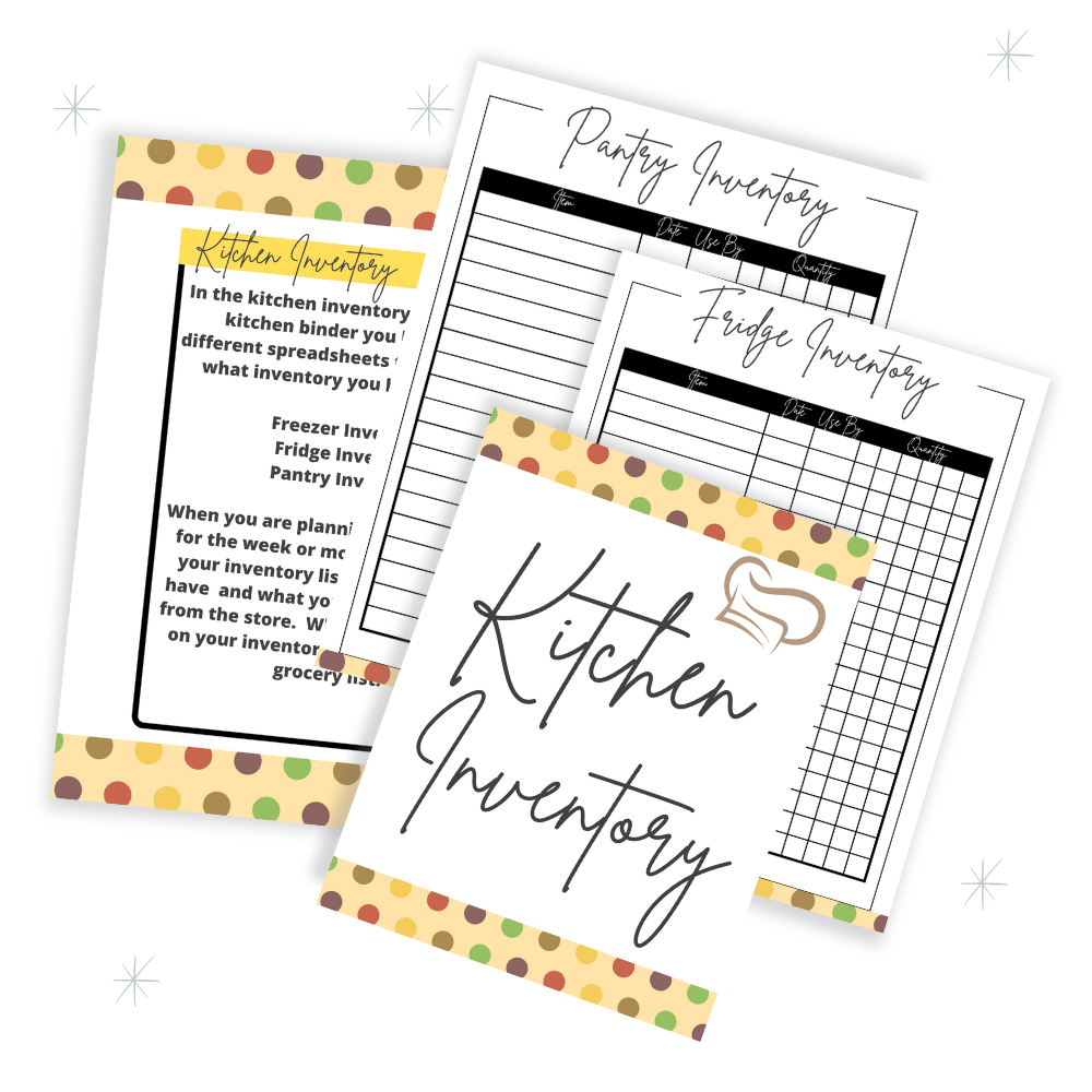 PLR Yellow Polka Dot Kitchen Binder Set