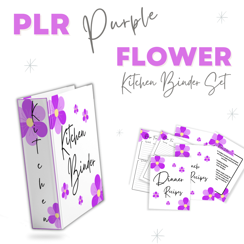 PLR Purple Flower Kitchen Binder Set